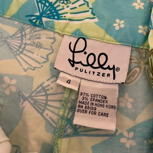 Lilly Pulitzer women’s shorts 4 small vintage blue green pattern cotton spandex - Picture 4 of 6